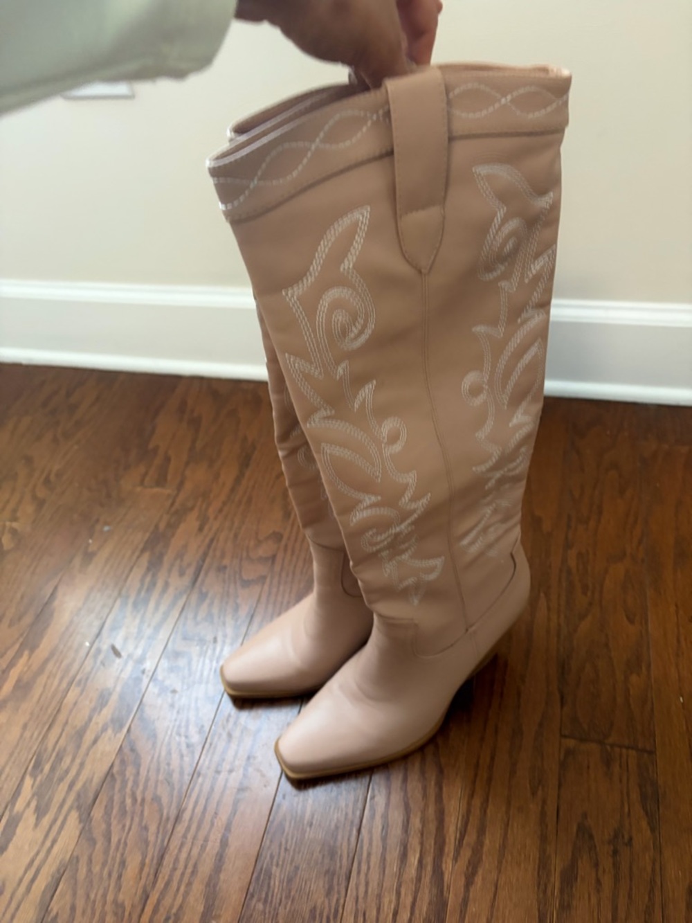 Women's Tall Embroidered Western Boots - Nude